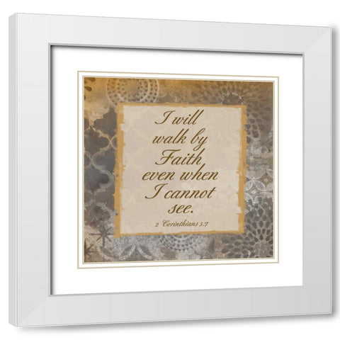 Walk In Faith White Modern Wood Framed Art Print with Double Matting by Haynes, Smith