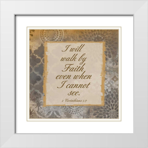 Walk In Faith White Modern Wood Framed Art Print with Double Matting by Haynes, Smith