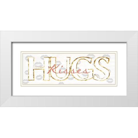Kisses Hugs White Modern Wood Framed Art Print with Double Matting by Lewis, Sheldon