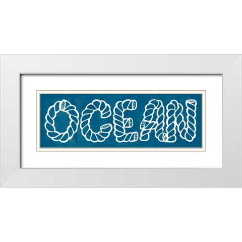 Blue Ocean White Modern Wood Framed Art Print with Double Matting by Lewis, Sheldon