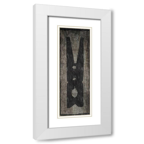 Retro Laundry Pin White Modern Wood Framed Art Print with Double Matting by Lewis, Sheldon