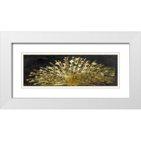 Golden Peacock White Modern Wood Framed Art Print with Double Matting by Lewis, Sheldon