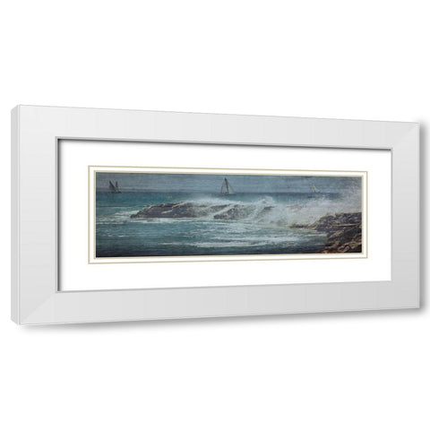 Coastal Drift Wood White Modern Wood Framed Art Print with Double Matting by Lewis, Sheldon