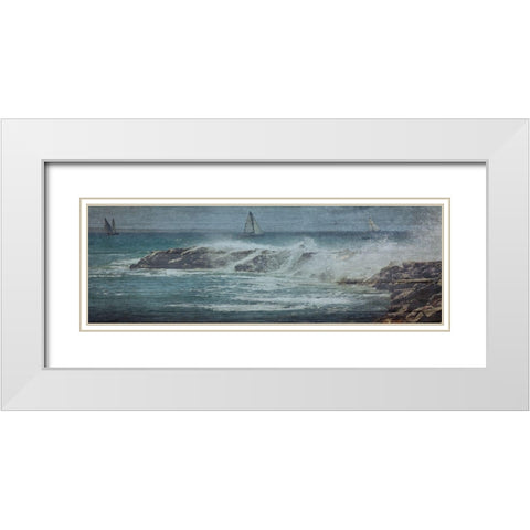 Coastal Drift Wood White Modern Wood Framed Art Print with Double Matting by Lewis, Sheldon