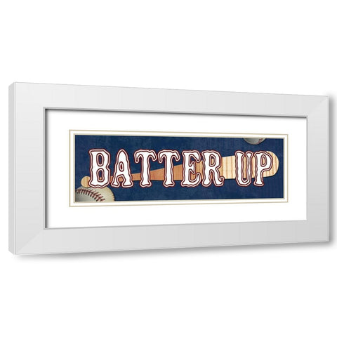 Batter Up White Modern Wood Framed Art Print with Double Matting by Lewis, Sheldon