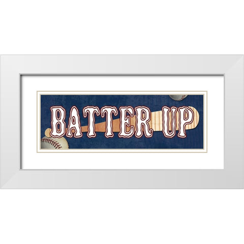 Batter Up White Modern Wood Framed Art Print with Double Matting by Lewis, Sheldon