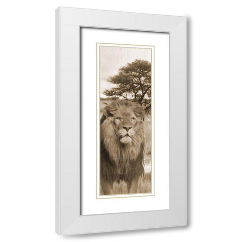 Jungle King 2 White Modern Wood Framed Art Print with Double Matting by Lewis, Sheldon