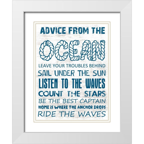 Advice From The Ocean 1 White Modern Wood Framed Art Print with Double Matting by Lewis, Sheldon