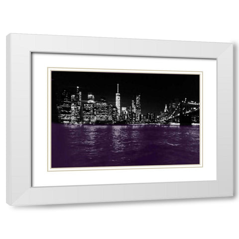 New York City Purple Rain White Modern Wood Framed Art Print with Double Matting by Lewis, Sheldon