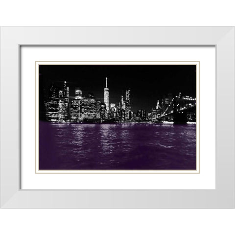 New York City Purple Rain White Modern Wood Framed Art Print with Double Matting by Lewis, Sheldon