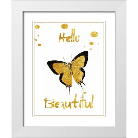 Hello White Modern Wood Framed Art Print with Double Matting by Lewis, Sheldon