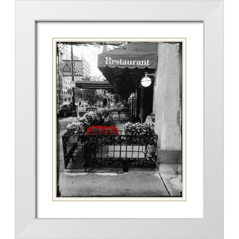 Red Restaurant Flora Pop White Modern Wood Framed Art Print with Double Matting by Lewis, Sheldon