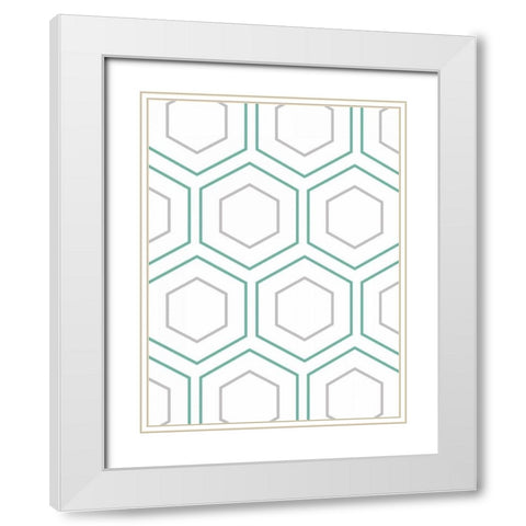 Geo In Teal White Modern Wood Framed Art Print with Double Matting by Lewis, Sheldon