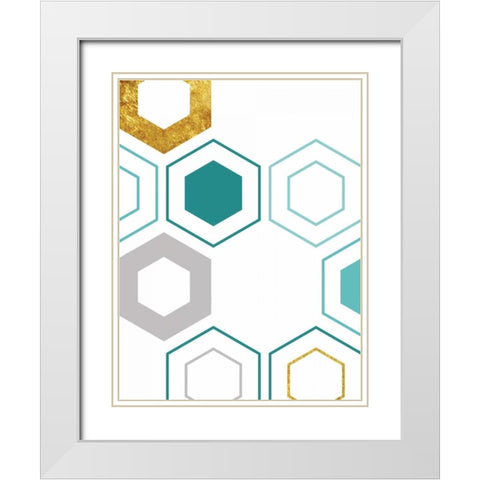 Geo Multi White Modern Wood Framed Art Print with Double Matting by Lewis, Sheldon