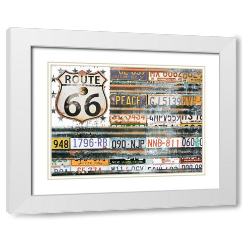 Route 66 America White Modern Wood Framed Art Print with Double Matting by Lewis, Sheldon