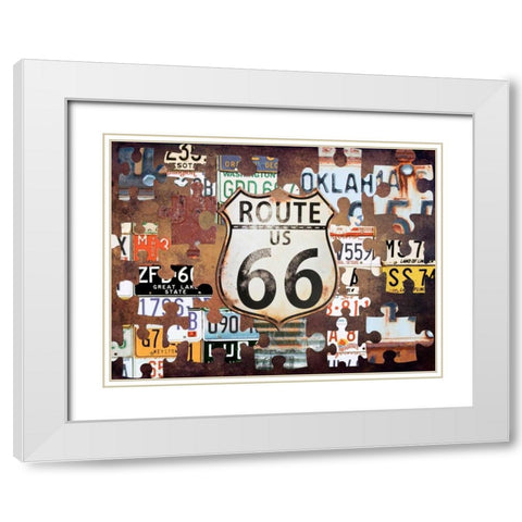 Route 66 Puzzle White Modern Wood Framed Art Print with Double Matting by Lewis, Sheldon