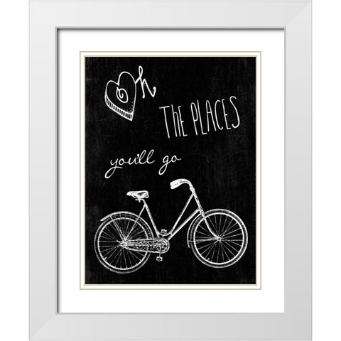 Oh The Places Youll Go White Modern Wood Framed Art Print with Double Matting by Lewis, Sheldon