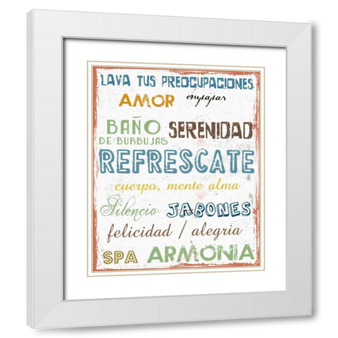 Spanish Bath White Modern Wood Framed Art Print with Double Matting by Lewis, Sheldon