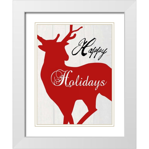 Happy Holidays White Modern Wood Framed Art Print with Double Matting by Lewis, Sheldon