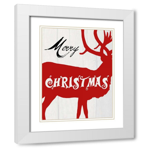 Merry Christmas White Modern Wood Framed Art Print with Double Matting by Lewis, Sheldon