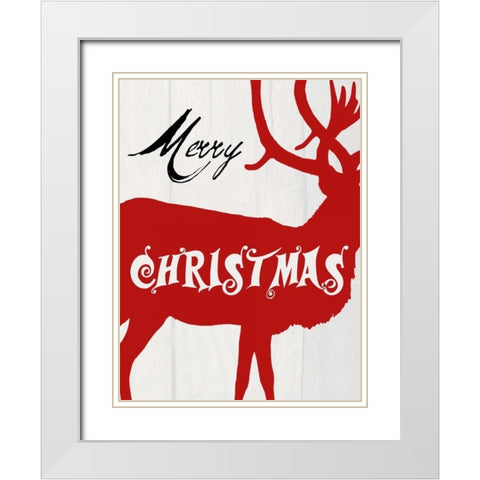 Merry Christmas White Modern Wood Framed Art Print with Double Matting by Lewis, Sheldon