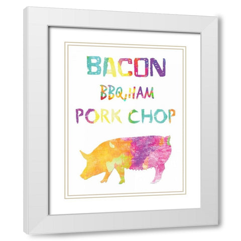 Delicious Pig White Modern Wood Framed Art Print with Double Matting by Lewis, Sheldon