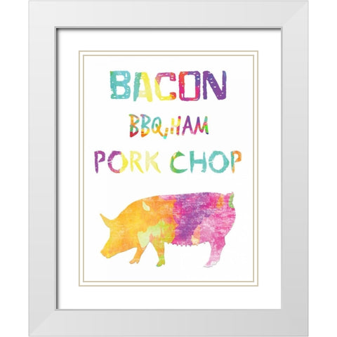 Delicious Pig White Modern Wood Framed Art Print with Double Matting by Lewis, Sheldon