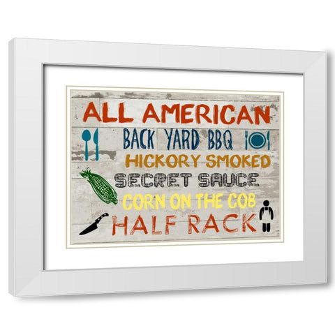 American BBQ Board White Modern Wood Framed Art Print with Double Matting by Lewis, Sheldon