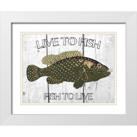 Live To Fish White Modern Wood Framed Art Print with Double Matting by Lewis, Sheldon