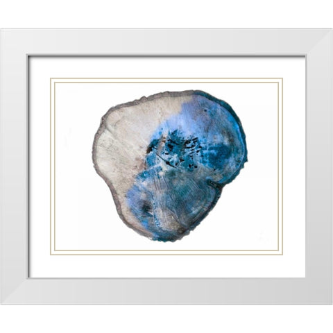 Blue Rings Of Saturn White Modern Wood Framed Art Print with Double Matting by Lewis, Sheldon