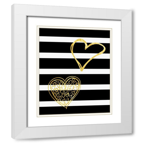 Lovers Hearts White Modern Wood Framed Art Print with Double Matting by Lewis, Sheldon