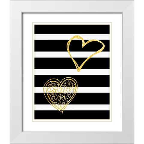 Lovers Hearts White Modern Wood Framed Art Print with Double Matting by Lewis, Sheldon