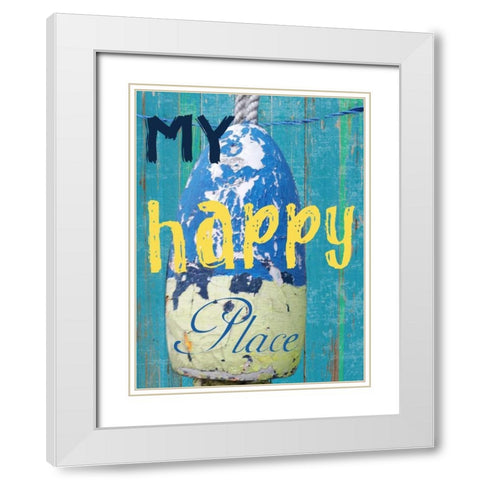Happy Place White Modern Wood Framed Art Print with Double Matting by Lewis, Sheldon
