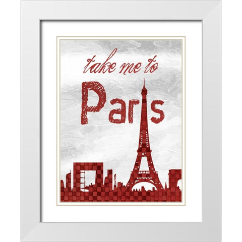 Red Paris White Modern Wood Framed Art Print with Double Matting by Lewis, Sheldon