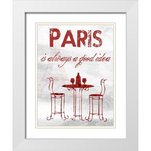 Paris Time White Modern Wood Framed Art Print with Double Matting by Lewis, Sheldon