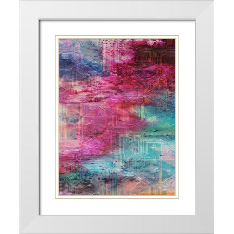 Third Dimensional Color Drift White Modern Wood Framed Art Print with Double Matting by Lewis, Sheldon