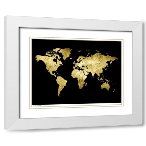Golden World White Modern Wood Framed Art Print with Double Matting by Lewis, Sheldon