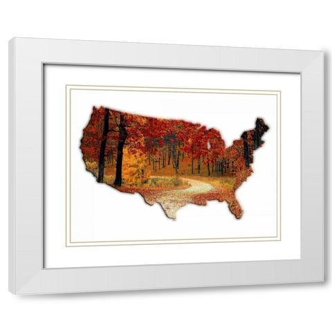 Fall Time USA White Modern Wood Framed Art Print with Double Matting by Lewis, Sheldon