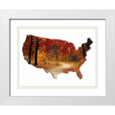 Fall Time USA White Modern Wood Framed Art Print with Double Matting by Lewis, Sheldon
