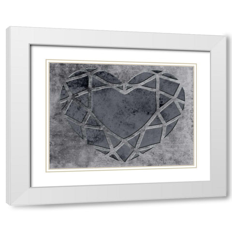 Transitional Geo Heart White Modern Wood Framed Art Print with Double Matting by Lewis, Sheldon