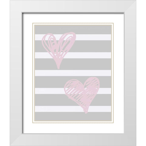 Warm Hearts White Modern Wood Framed Art Print with Double Matting by Lewis, Sheldon