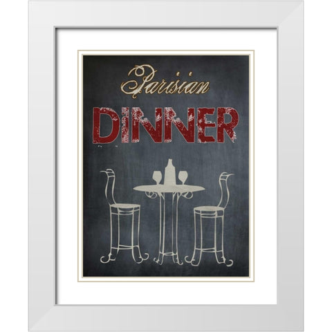 Parisian Dinner Cream White Modern Wood Framed Art Print with Double Matting by Lewis, Sheldon