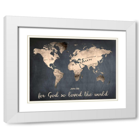 For God So Loved The World White Modern Wood Framed Art Print with Double Matting by Lewis, Sheldon