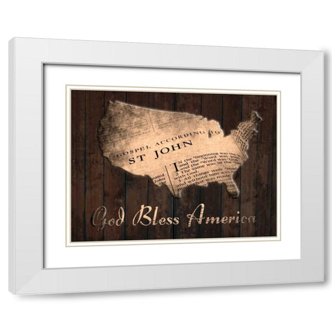 God Bless America White Modern Wood Framed Art Print with Double Matting by Lewis, Sheldon