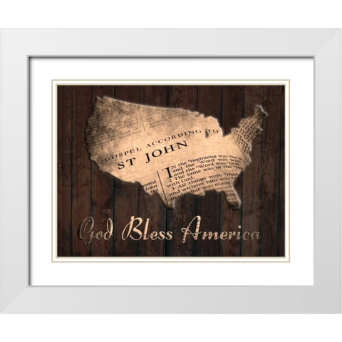 God Bless America White Modern Wood Framed Art Print with Double Matting by Lewis, Sheldon