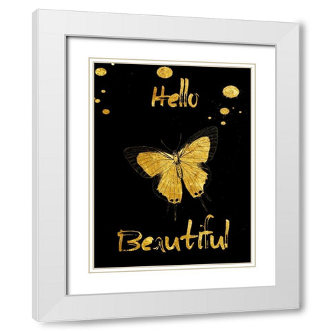 Hello White Modern Wood Framed Art Print with Double Matting by Lewis, Sheldon