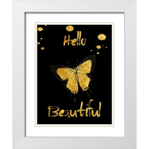 Hello White Modern Wood Framed Art Print with Double Matting by Lewis, Sheldon