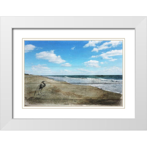Tranquil Walk By The Ocean White Modern Wood Framed Art Print with Double Matting by Lewis, Sheldon
