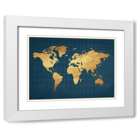 The World Grid White Modern Wood Framed Art Print with Double Matting by Lewis, Sheldon
