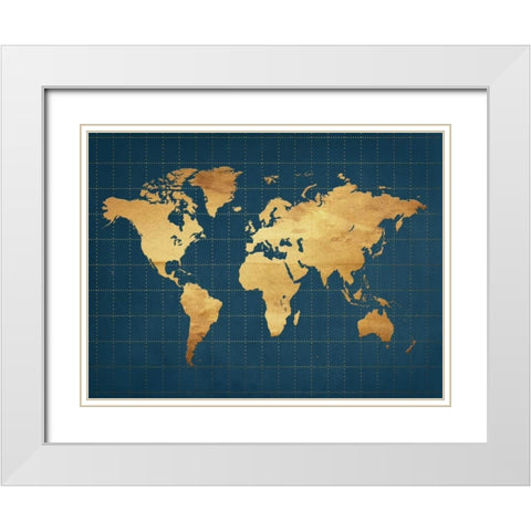 The World Grid White Modern Wood Framed Art Print with Double Matting by Lewis, Sheldon